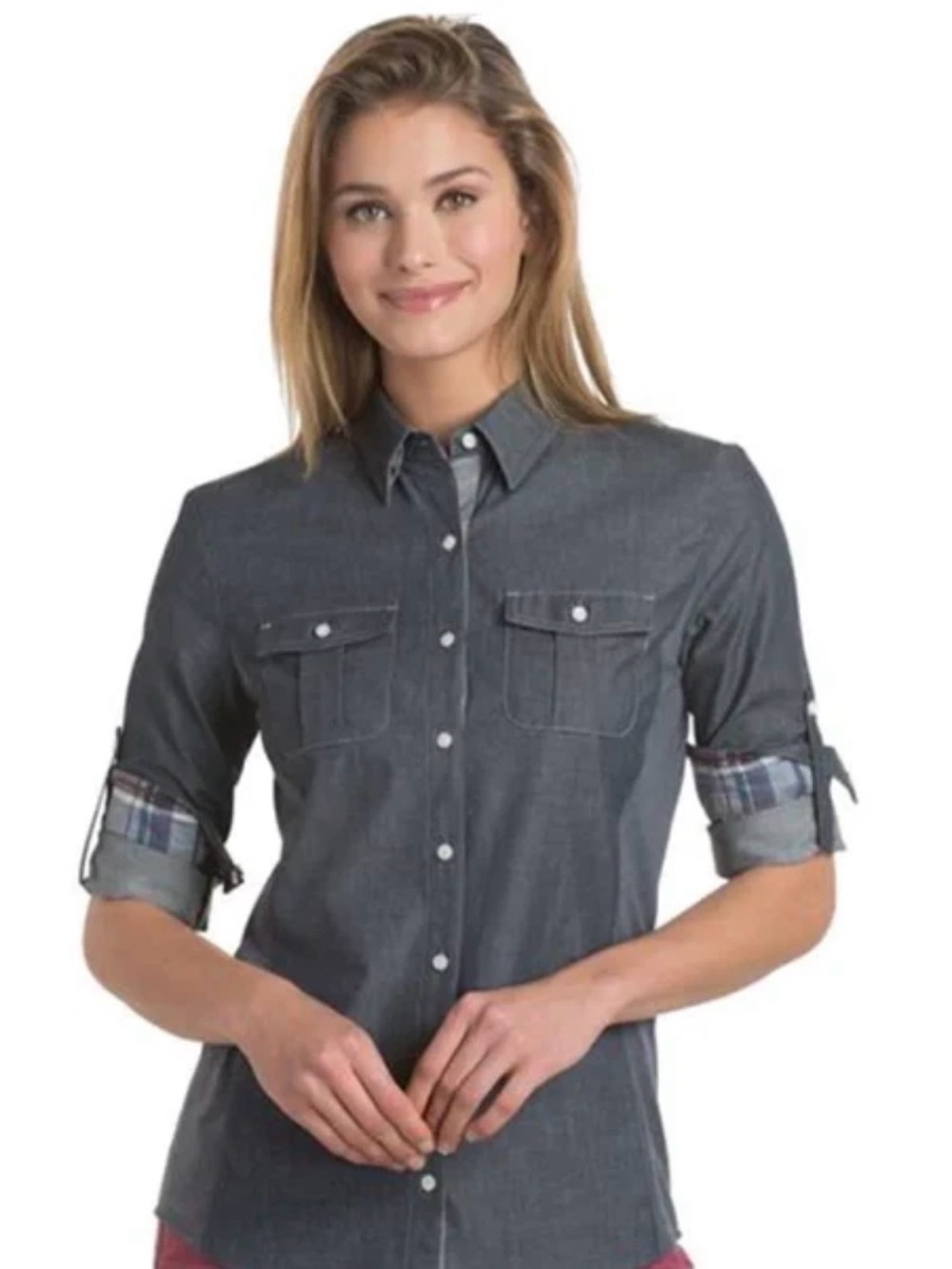 Kuhl Kiley Long Sleeve Hiking Outdoor Button Down Chambray Women’s size Large
